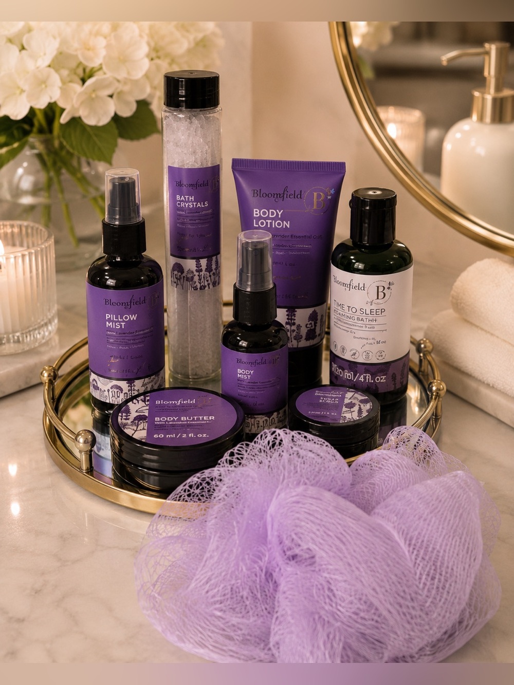 Bloomfield Lavender Aromatherapy Spa Gift Set | 8pc Relaxation Sleep Set | New